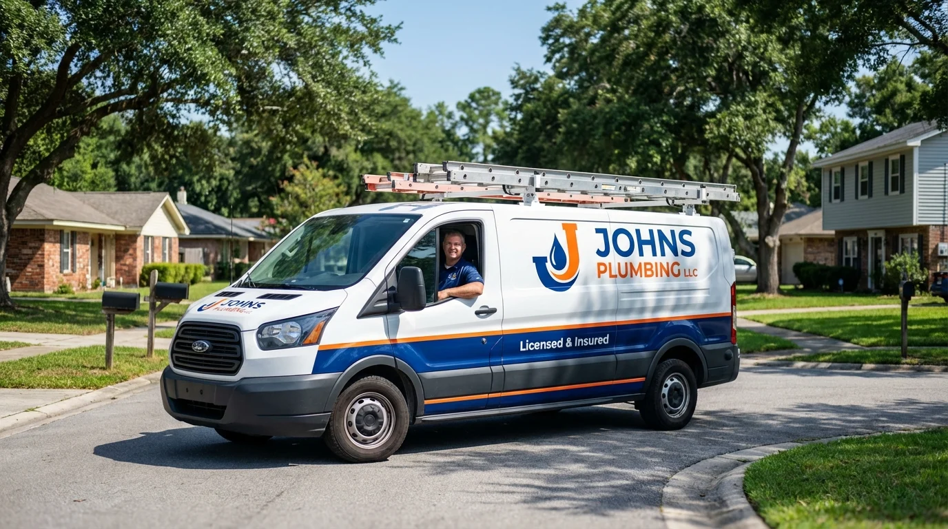 Johns Plumbing LLC service van in Union City, NJ