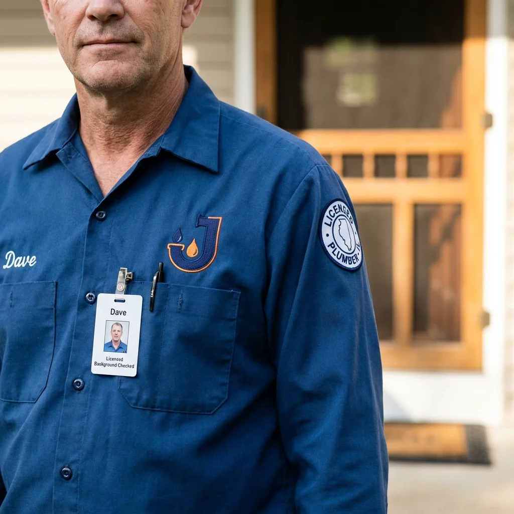 Licensed plumber showing ID badge in Union City, NJ